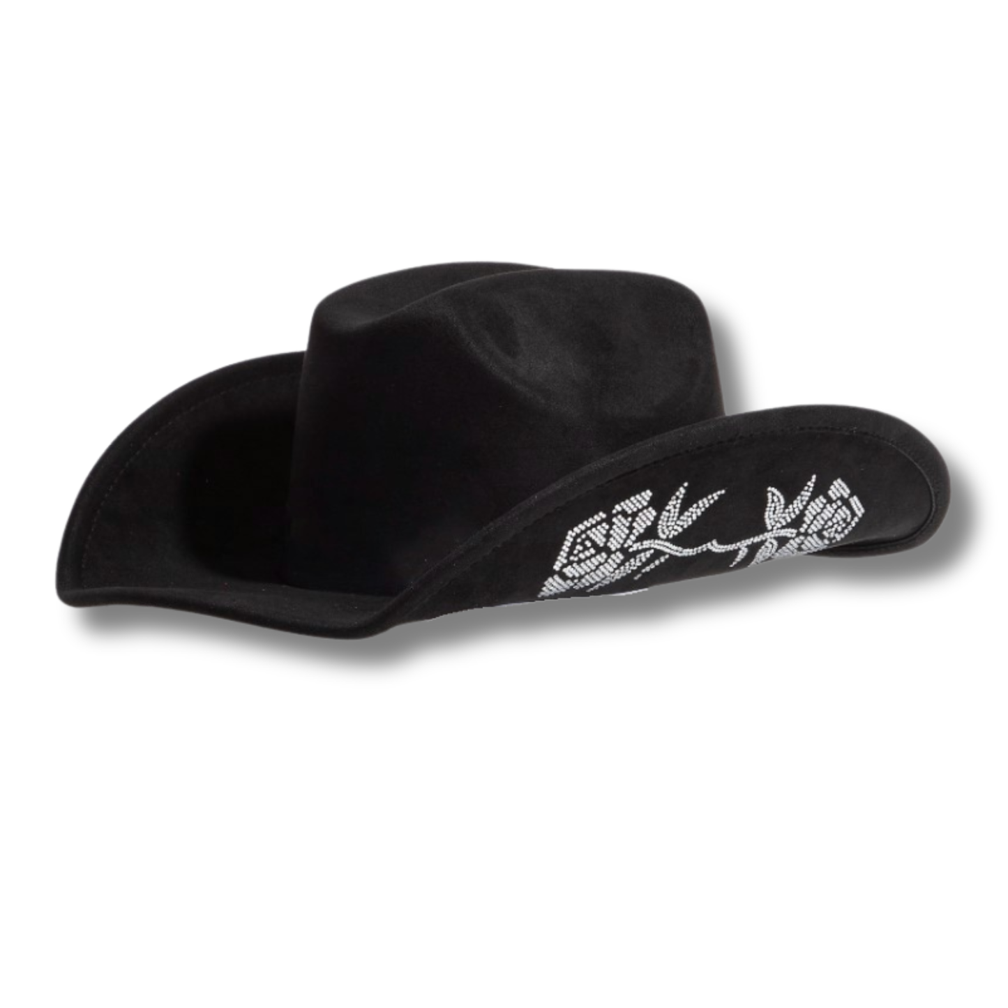 Rhinestone Rose Embroidered Cowboy Hat