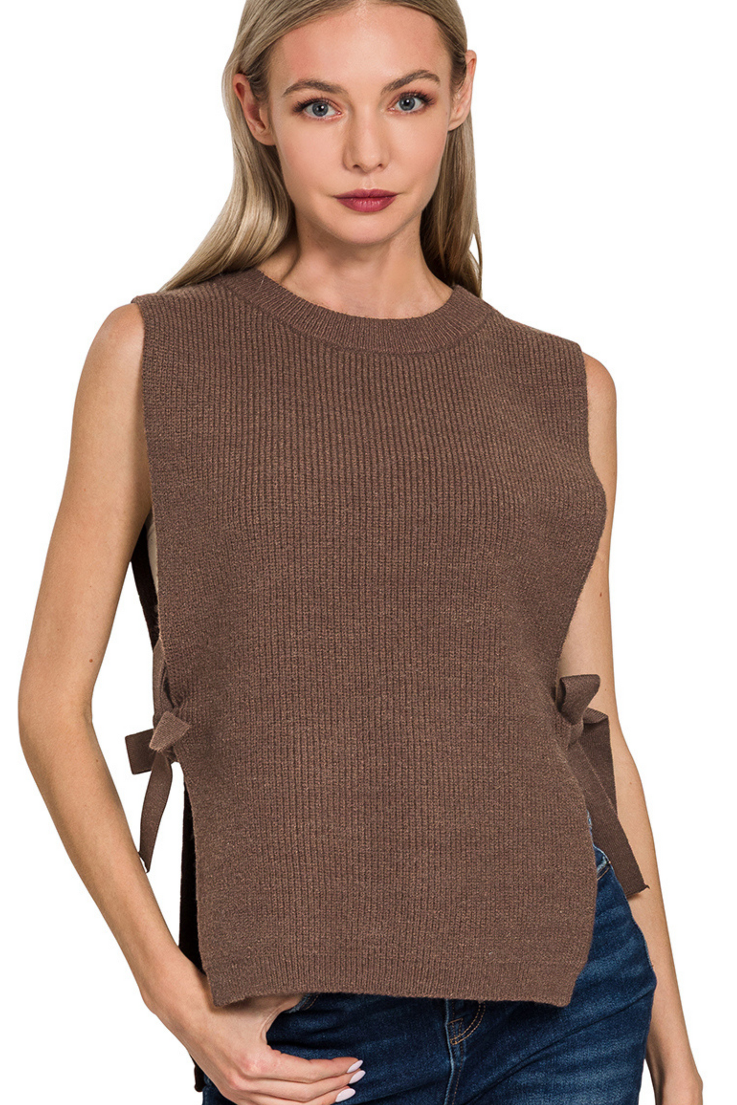 Side Tie Sleeveless Sweater