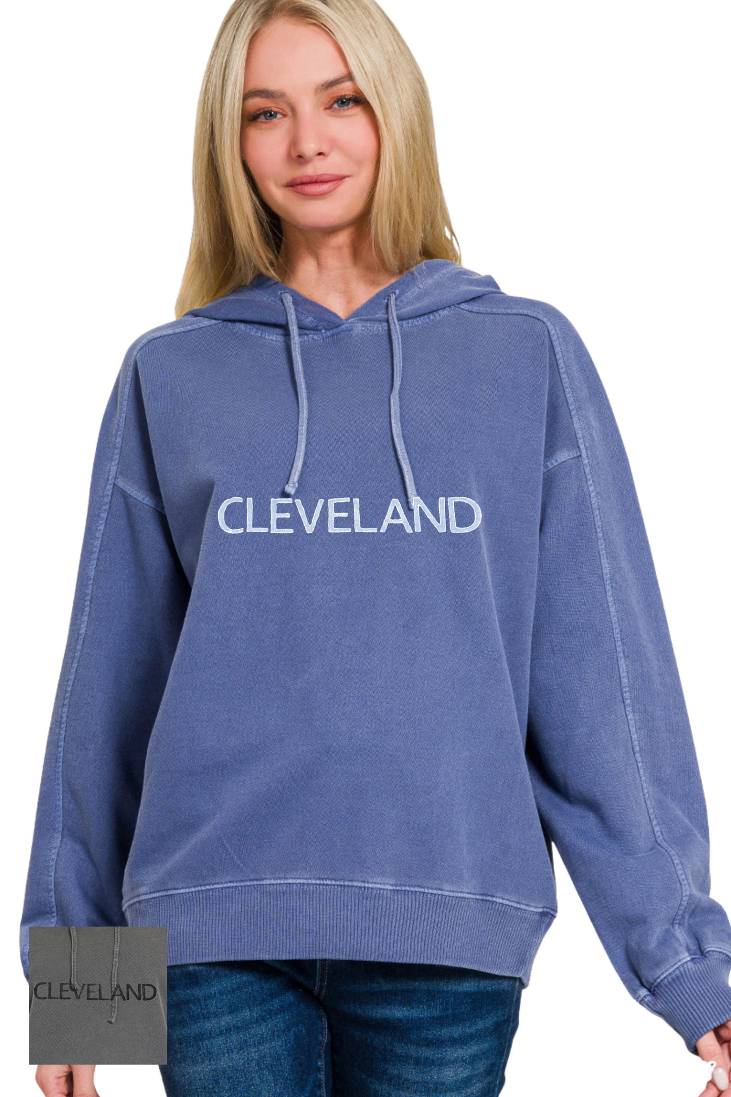 Cleveland Hand Stamped Garment Dyed Hoodie