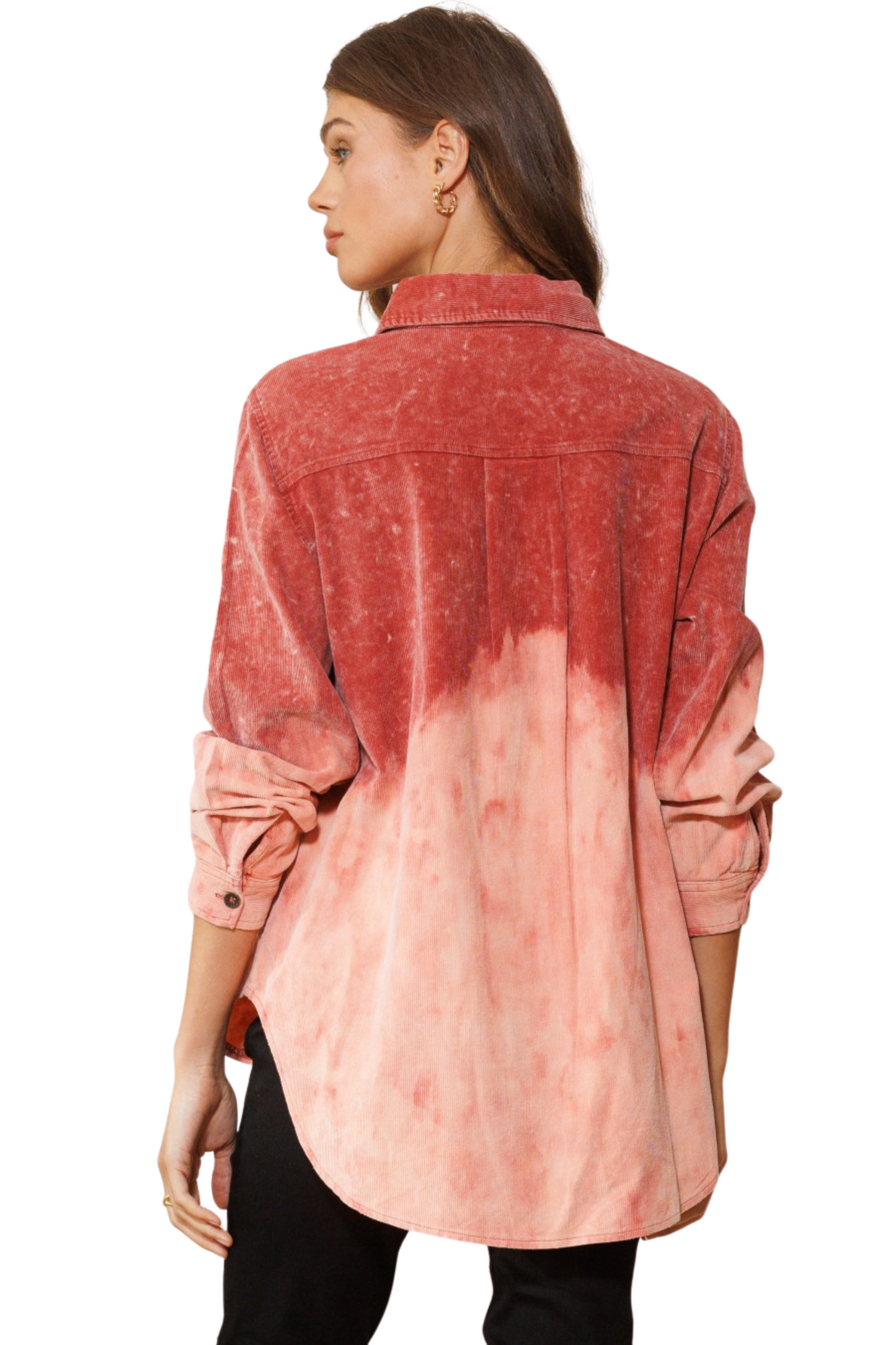 Dip Dye Corduroy Button Down Shirt