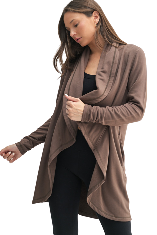 Fleece Lined Flowy Open Cardigan