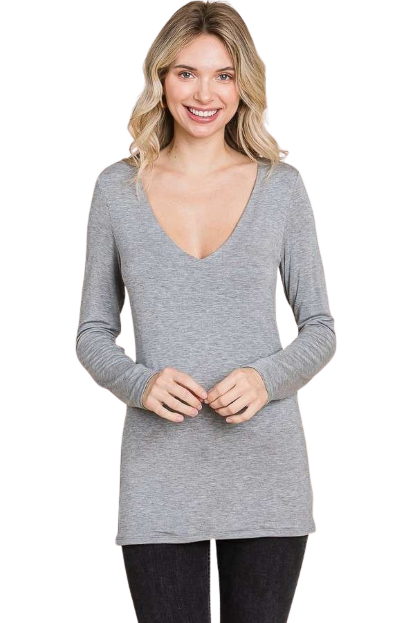 Double Layered Bodice Long Sleeve Top