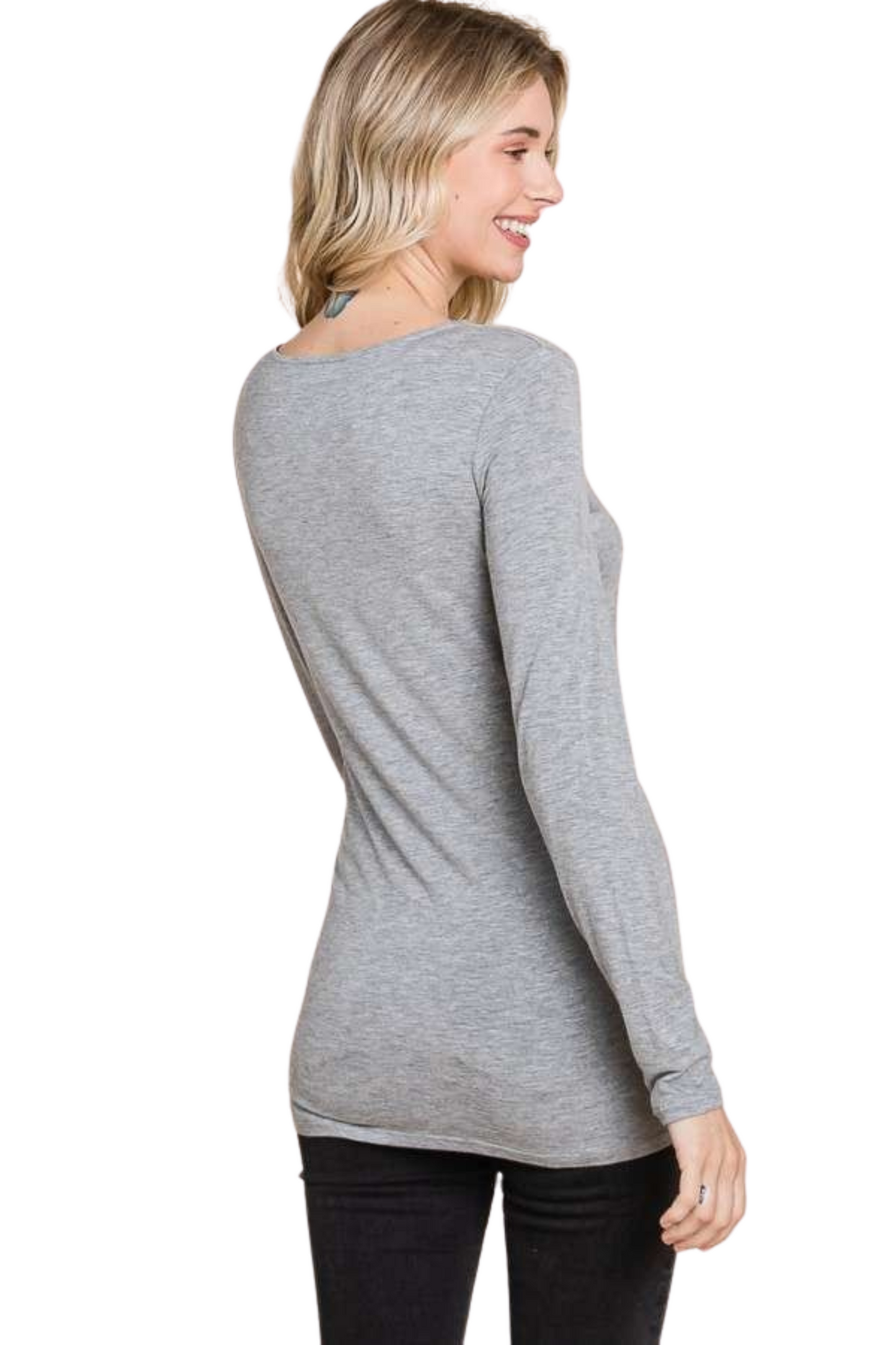 Double Layered Bodice Long Sleeve Top