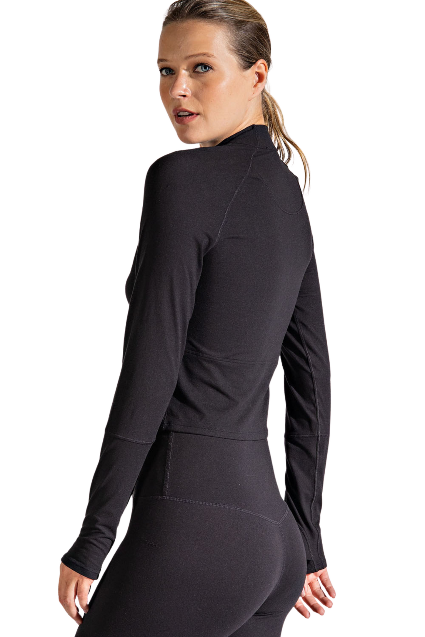 Butter Quarter Zip Cropped Long Sleeve Top