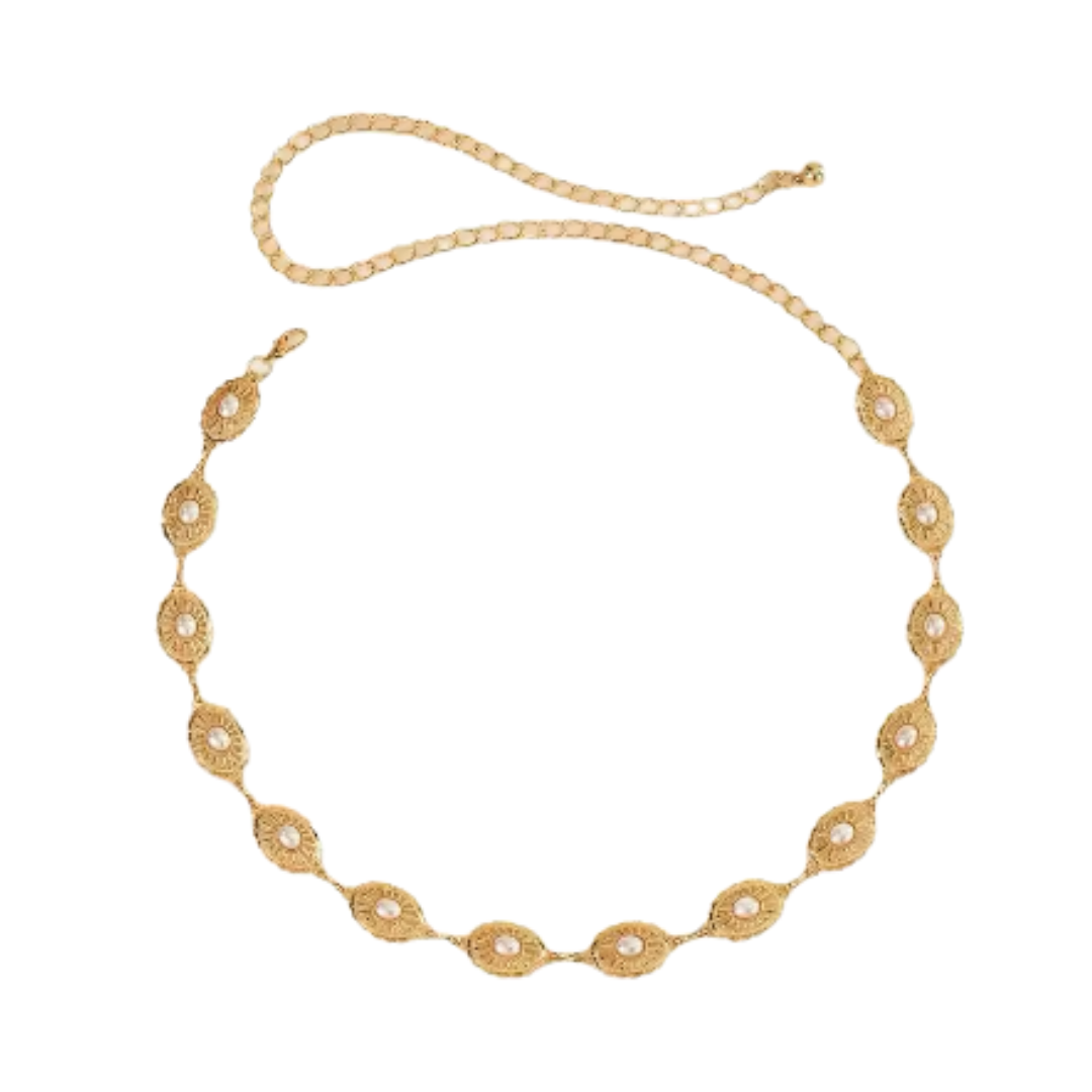 Bohemian Metal & Pearl Chain Belt