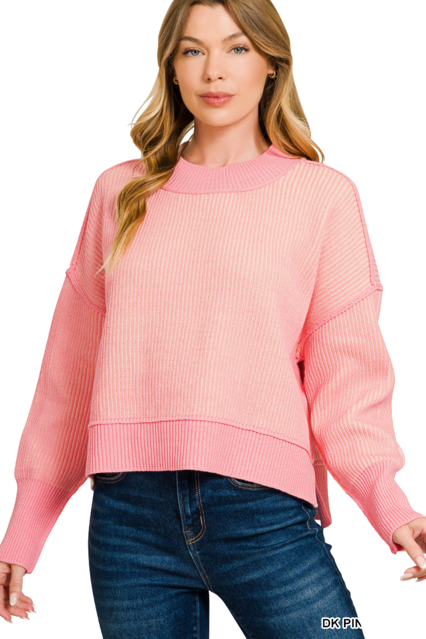 Exposed Seam Two-Tone Knit Sweater