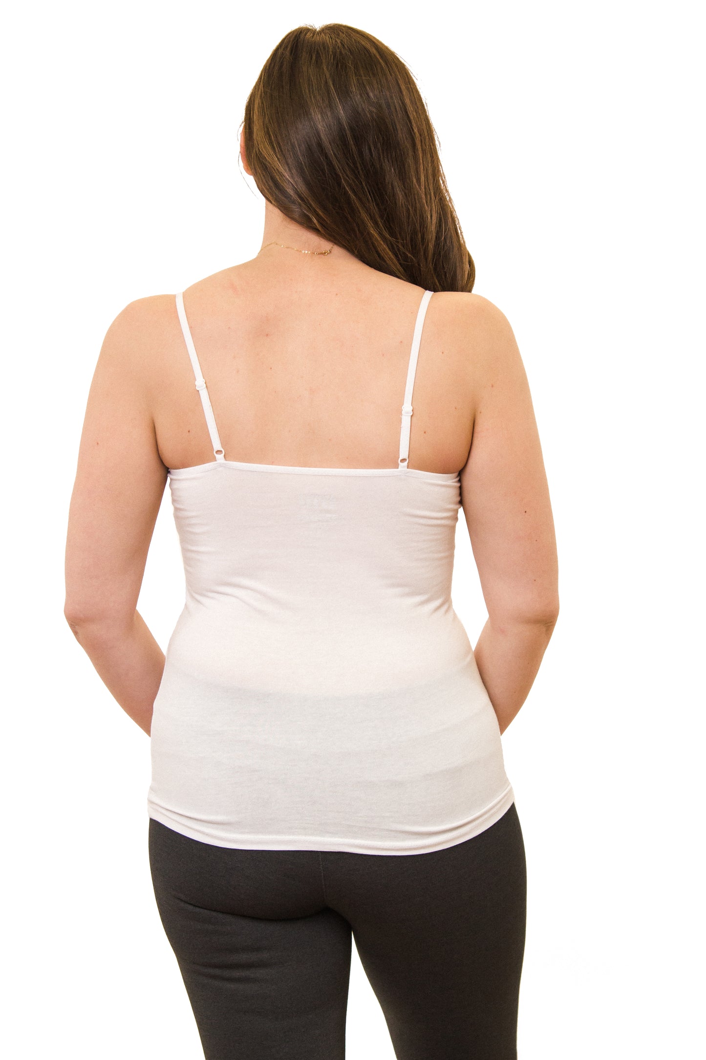 womens white basic camisole back
