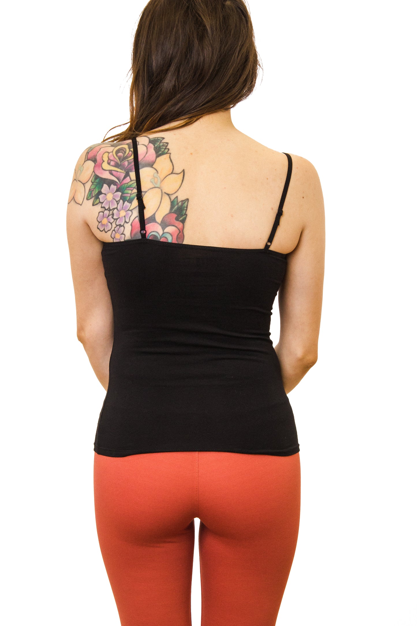 ladies black basic camisole back