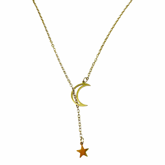 Star & Moon Lariat Necklace