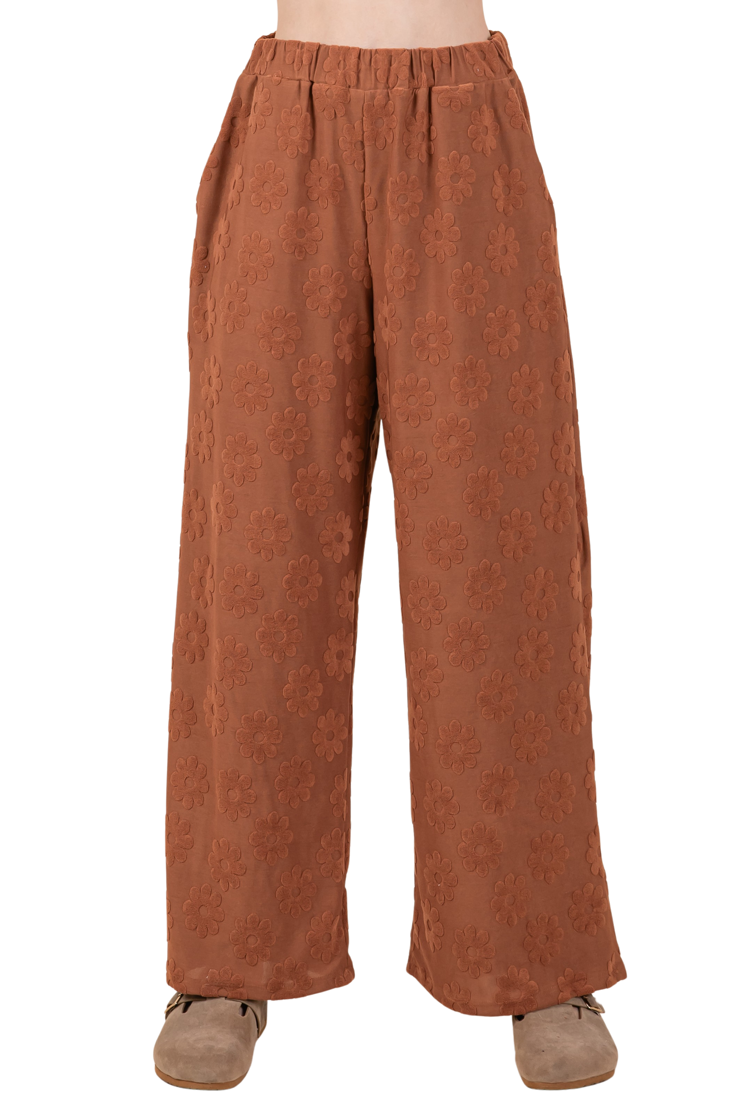 Floral Patterned Elastic Waist Lounge Pants