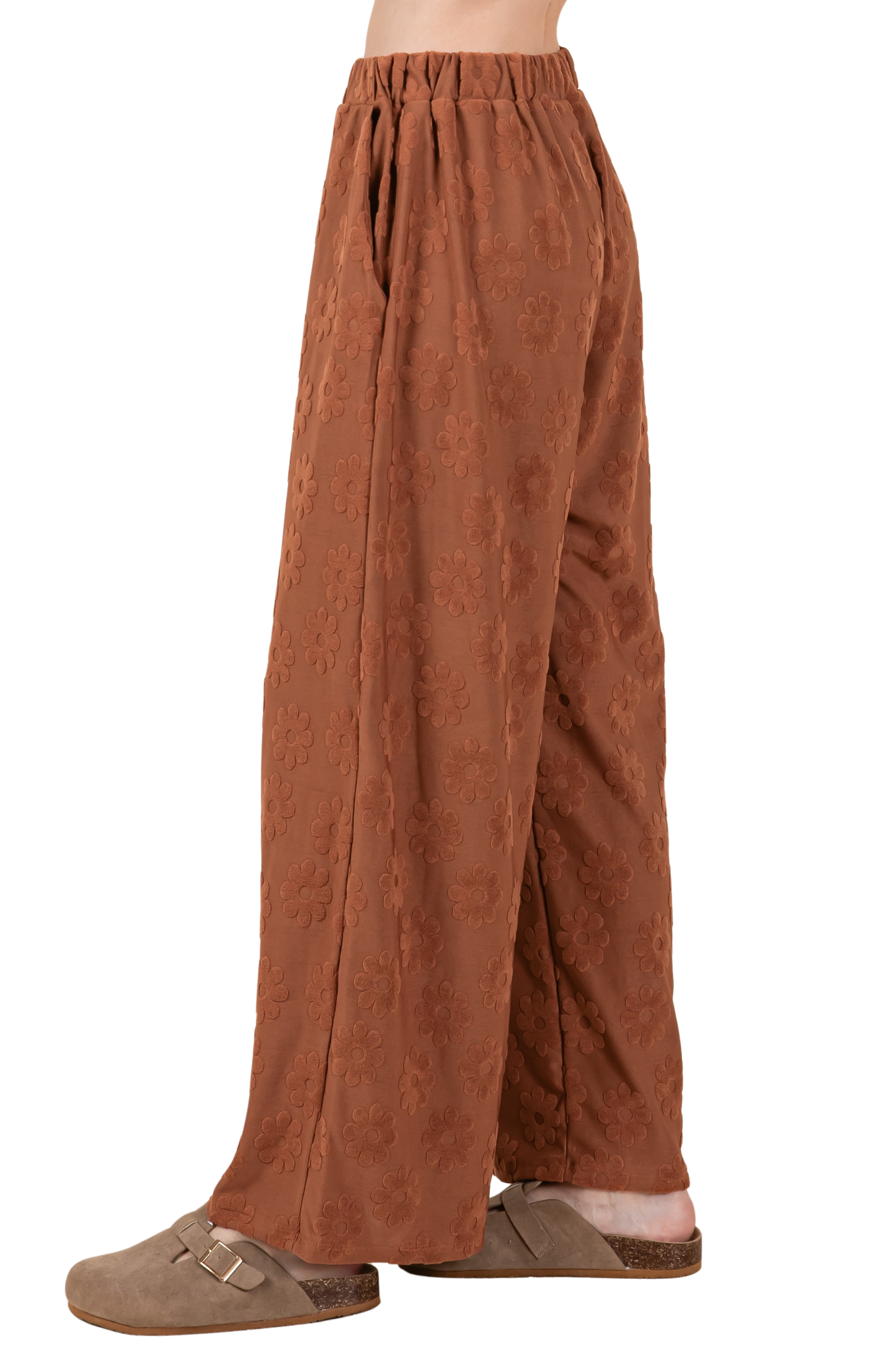 Floral Patterned Elastic Waist Lounge Pants