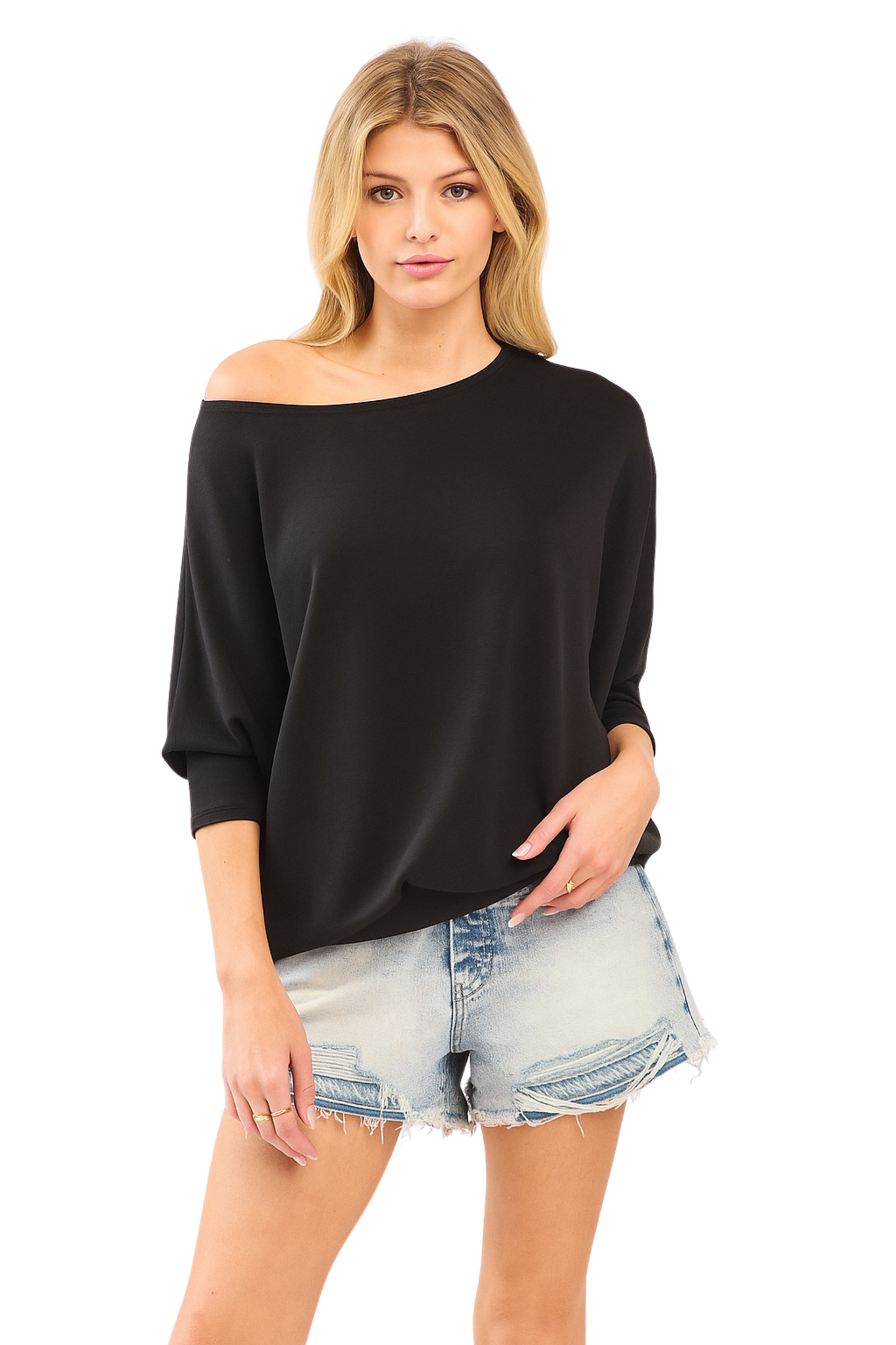 Dolman Sleeve Silky Soft Knit Long Sleeve Top