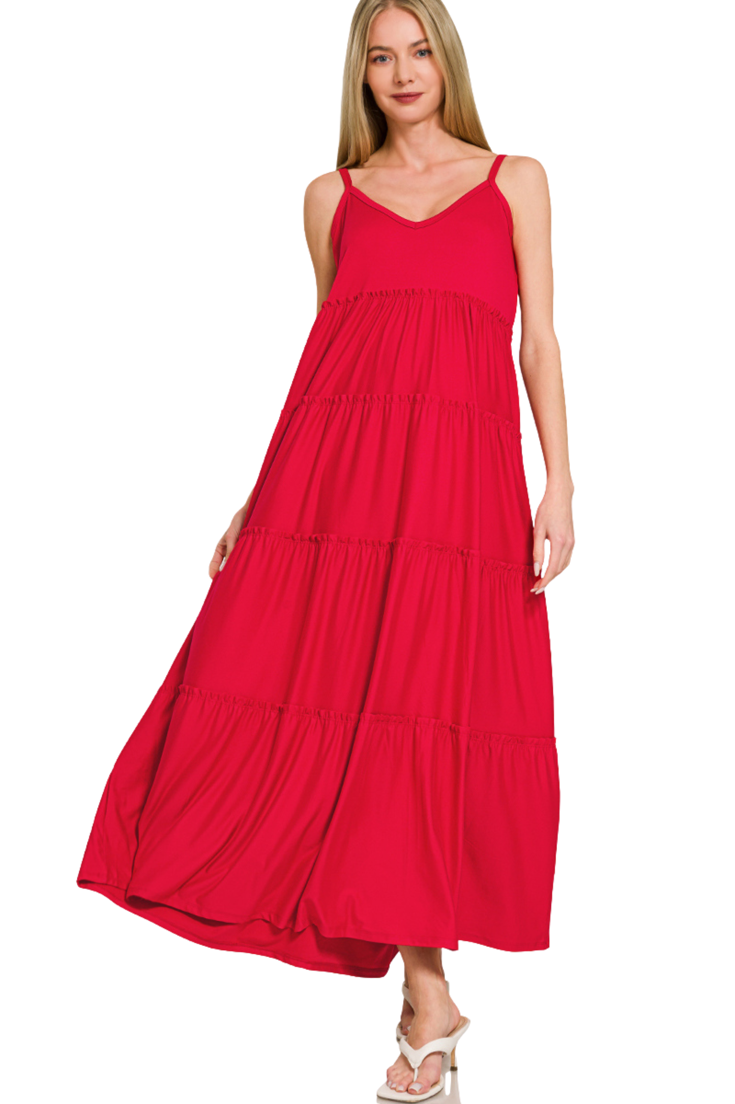 V-Neck Cami Tiered Maxi Dress