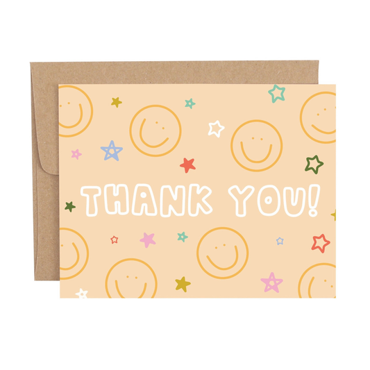Thank You with Smileys and Stars Greeting Card
