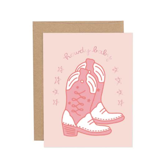 Howdy Baby Girl Pink Greeting Card