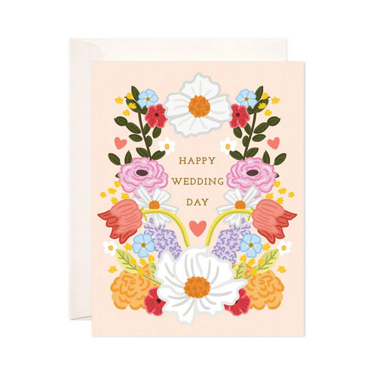 Happy Wedding Day Floral Greeting Card