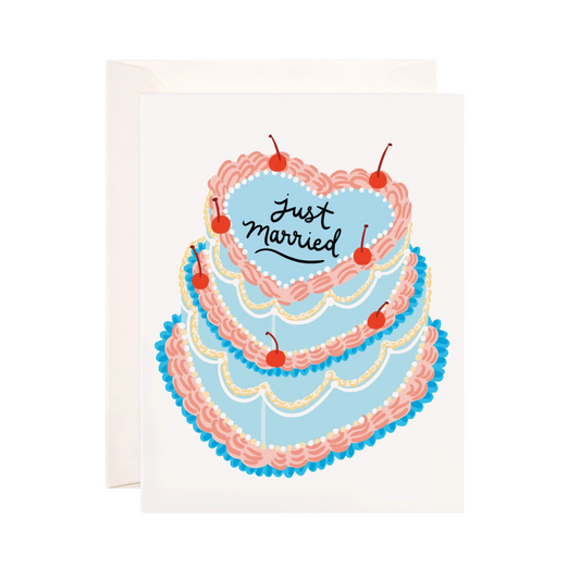 Just Married Cherry Cake Greeting Card