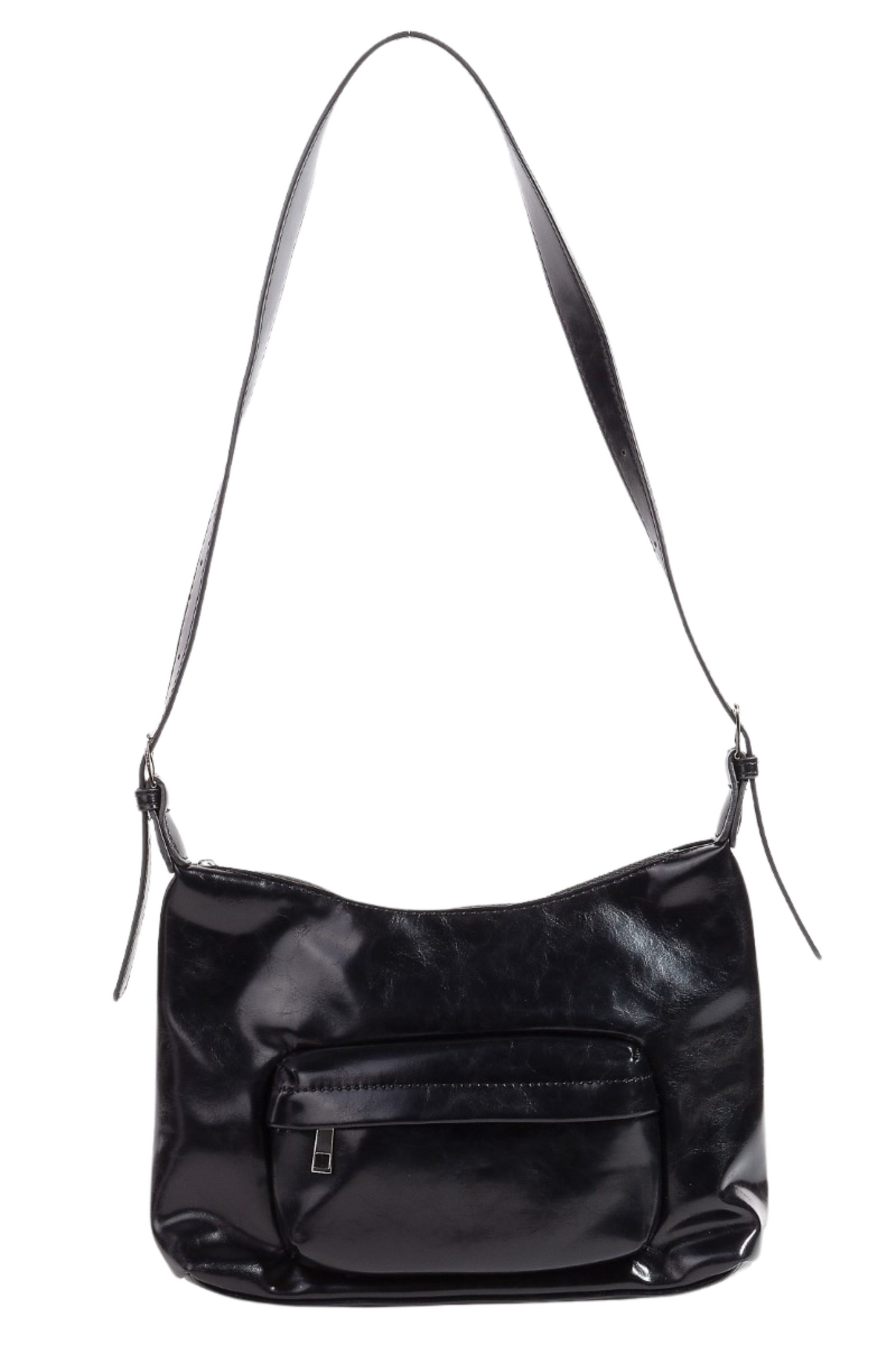 Glossy Faux Leather Shoulder Bag