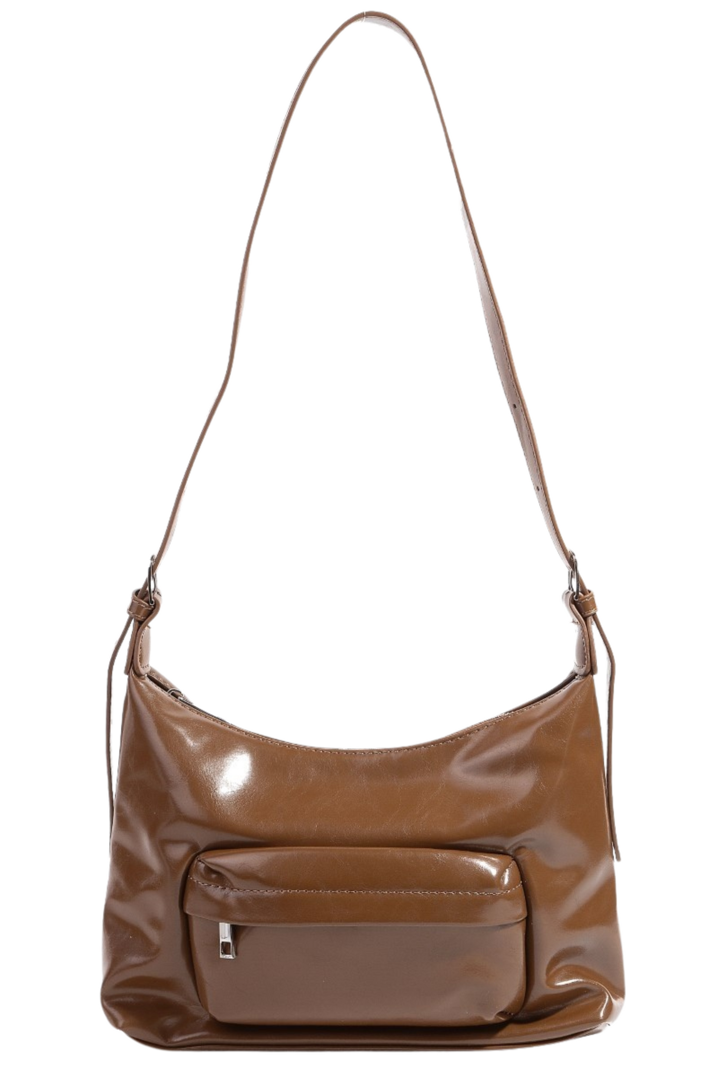 Glossy Faux Leather Shoulder Bag