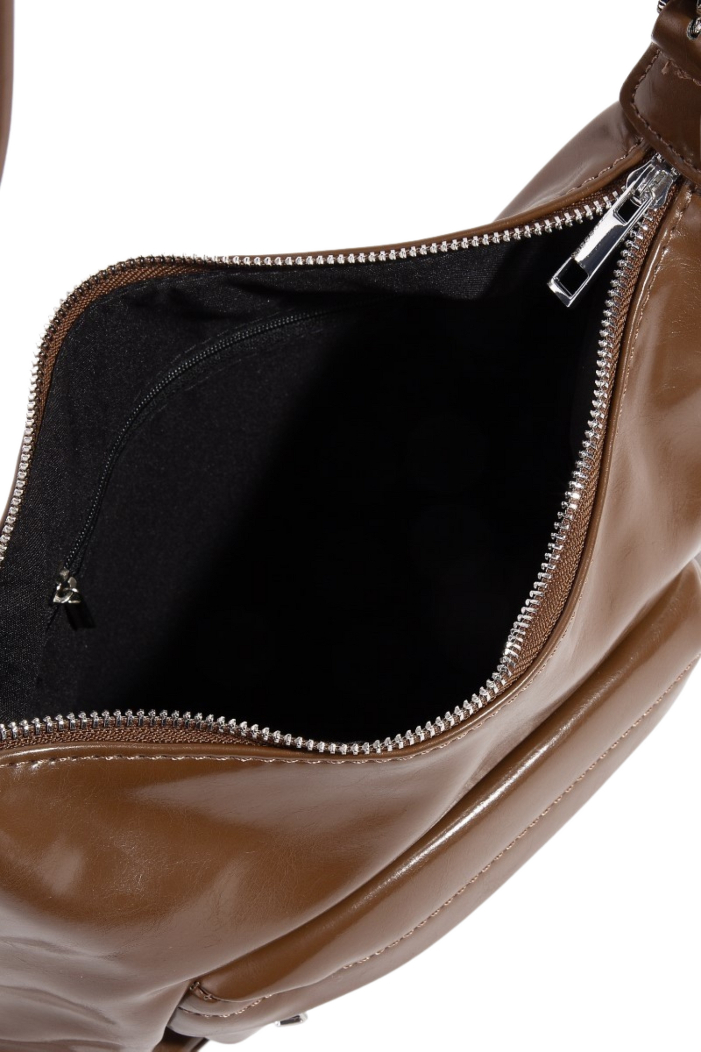 Glossy Faux Leather Shoulder Bag