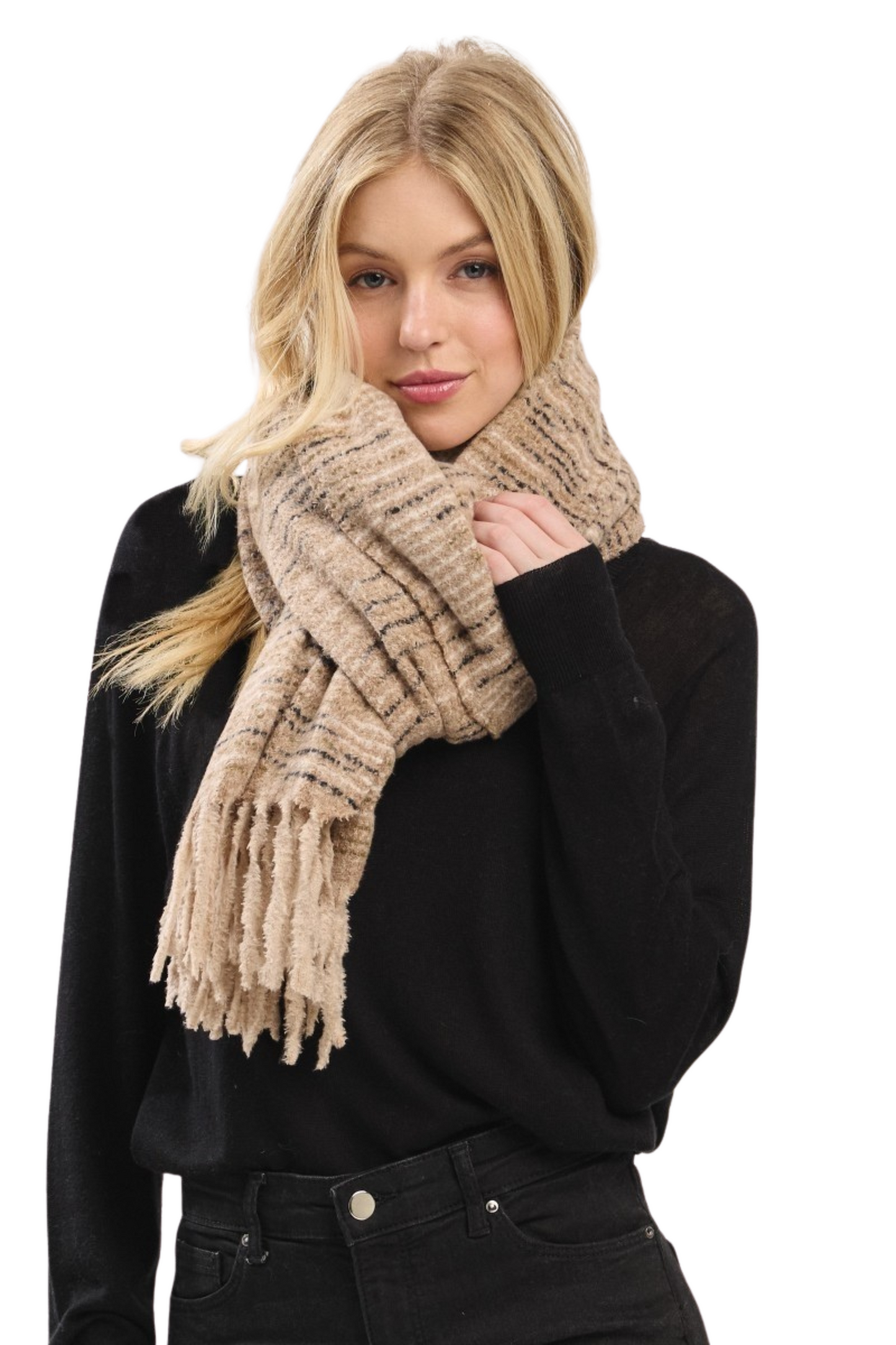 Multi-tone Fringe Oblong Scarf