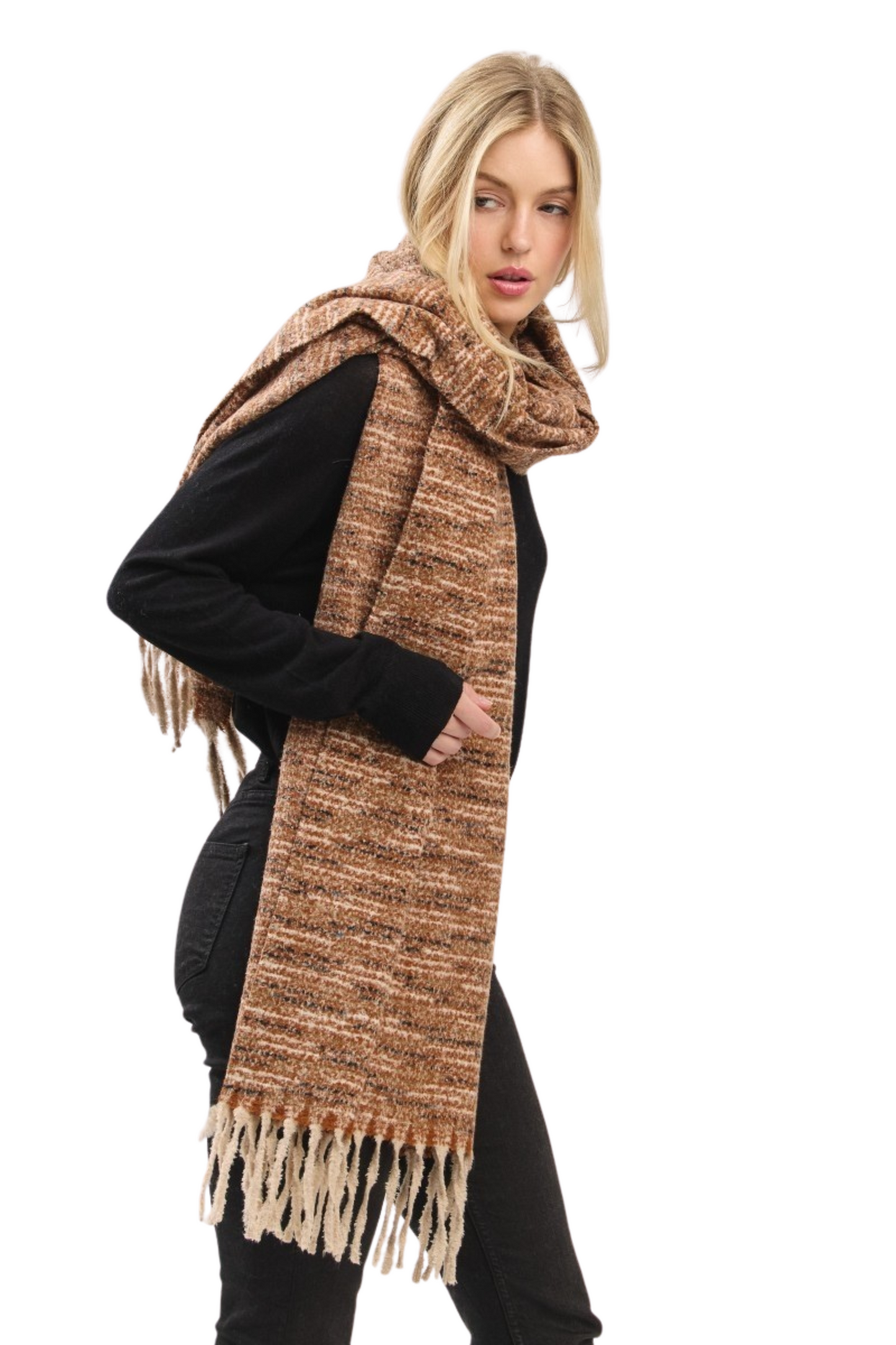 Multi-tone Fringe Oblong Scarf