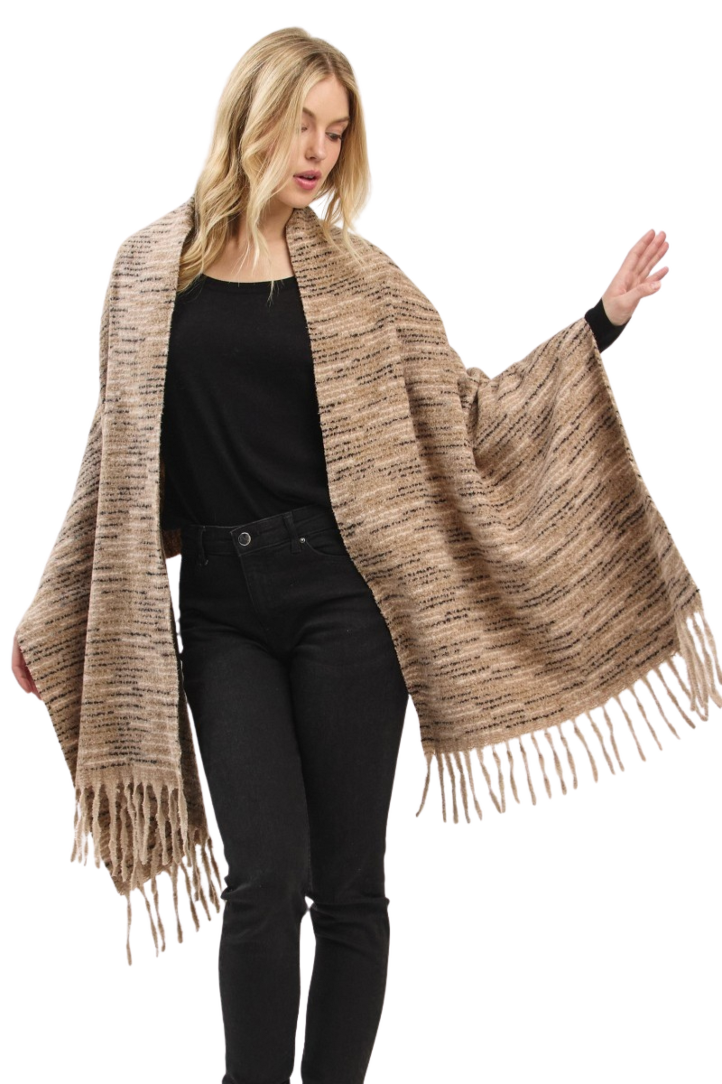 Multi-tone Fringe Oblong Scarf