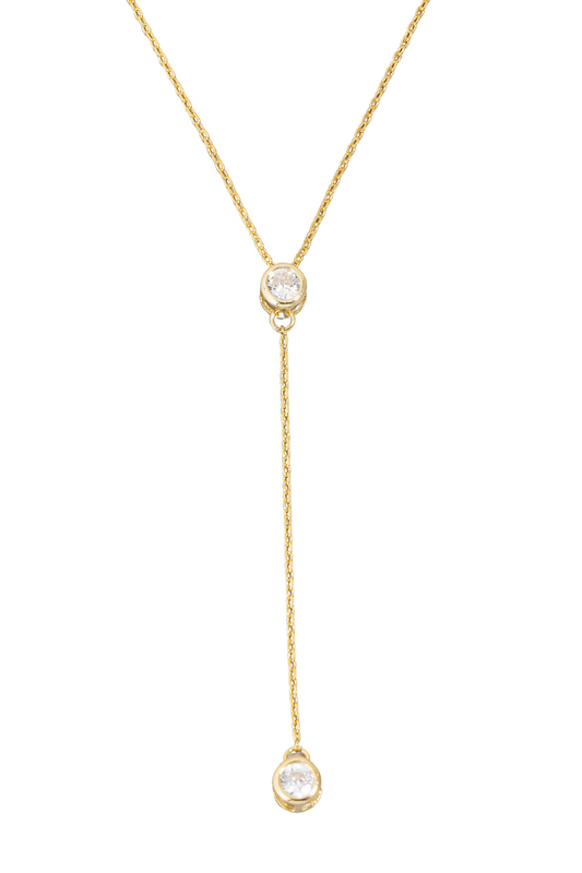 CZ Studs Lariat Necklace