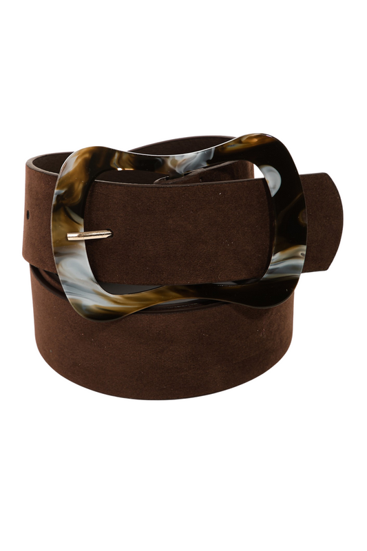 Acetate Abstract Velvet Buckle Belt