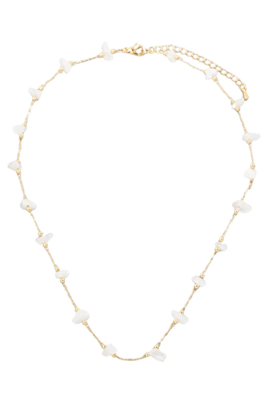 Pebble Stone Charms Station Chain Necklace