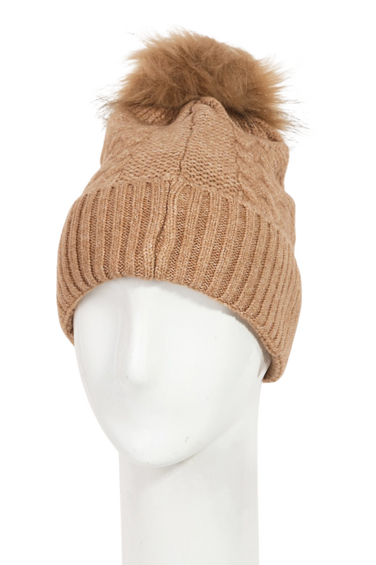 Crochet Knit Pompom Beanie