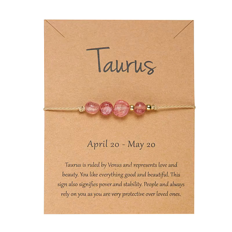 Zodiac Color Beaded Adjustable Tie Bracelet