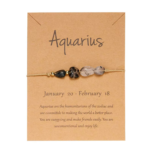 Zodiac Color Beaded Adjustable Tie Bracelet