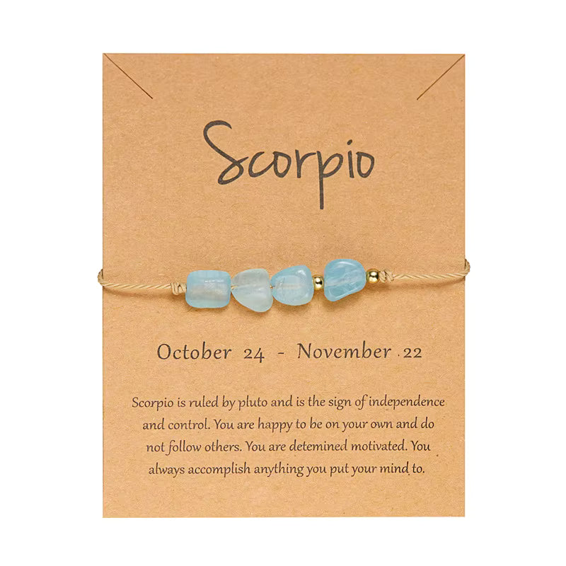Zodiac Color Beaded Adjustable Tie Bracelet