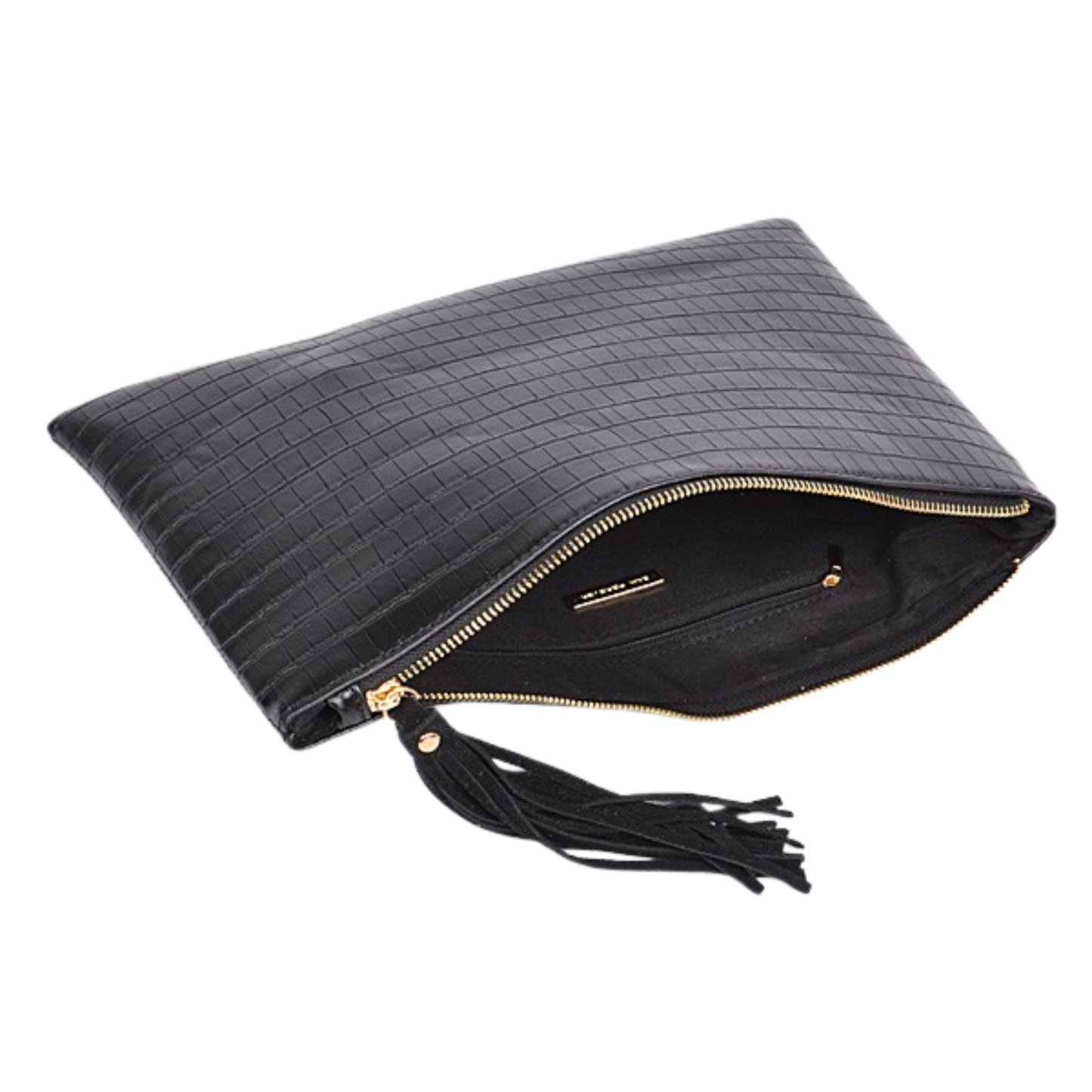 Shiny Faux Croc Envelope Clutch