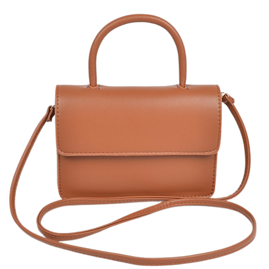 Faux Leather Shoulder Strap Bag with Snap Closure