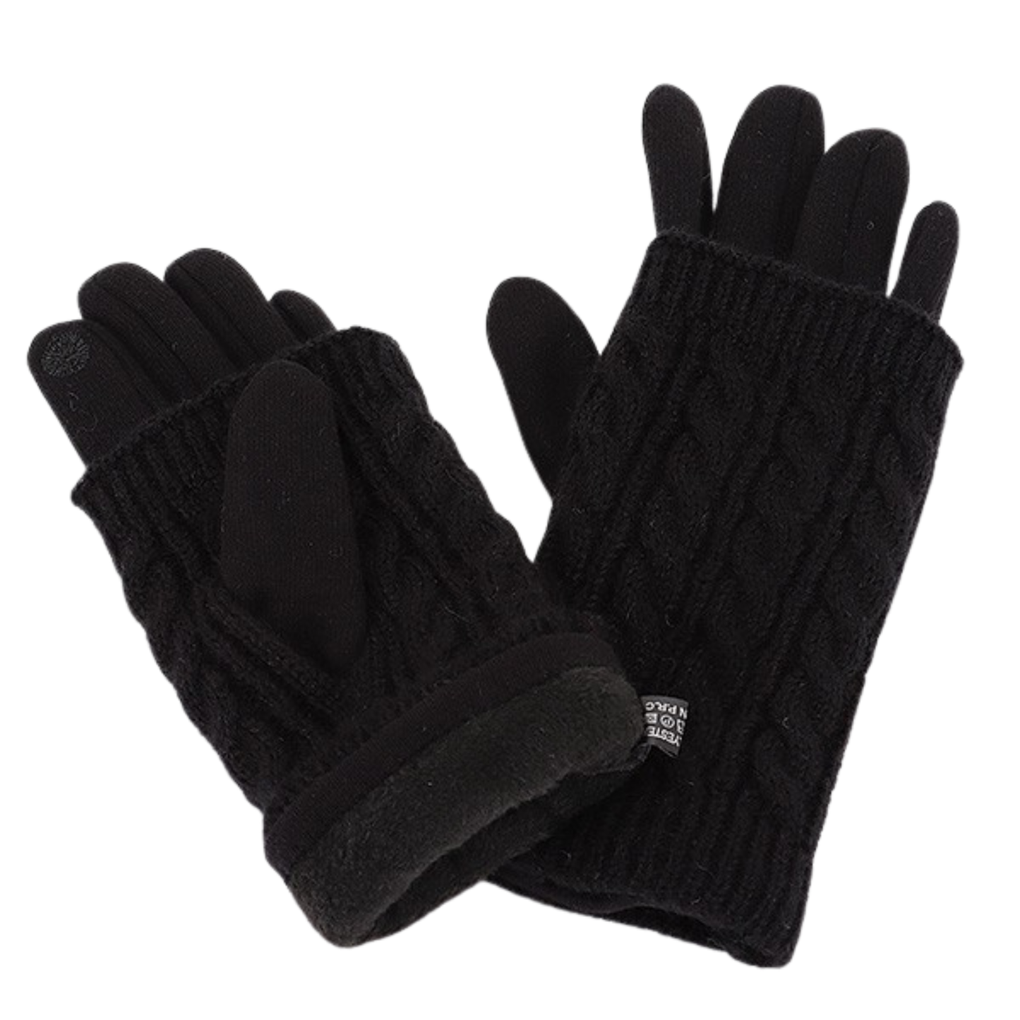 Cable Knit Layered 2 in 1 Fleece Lined Gloves