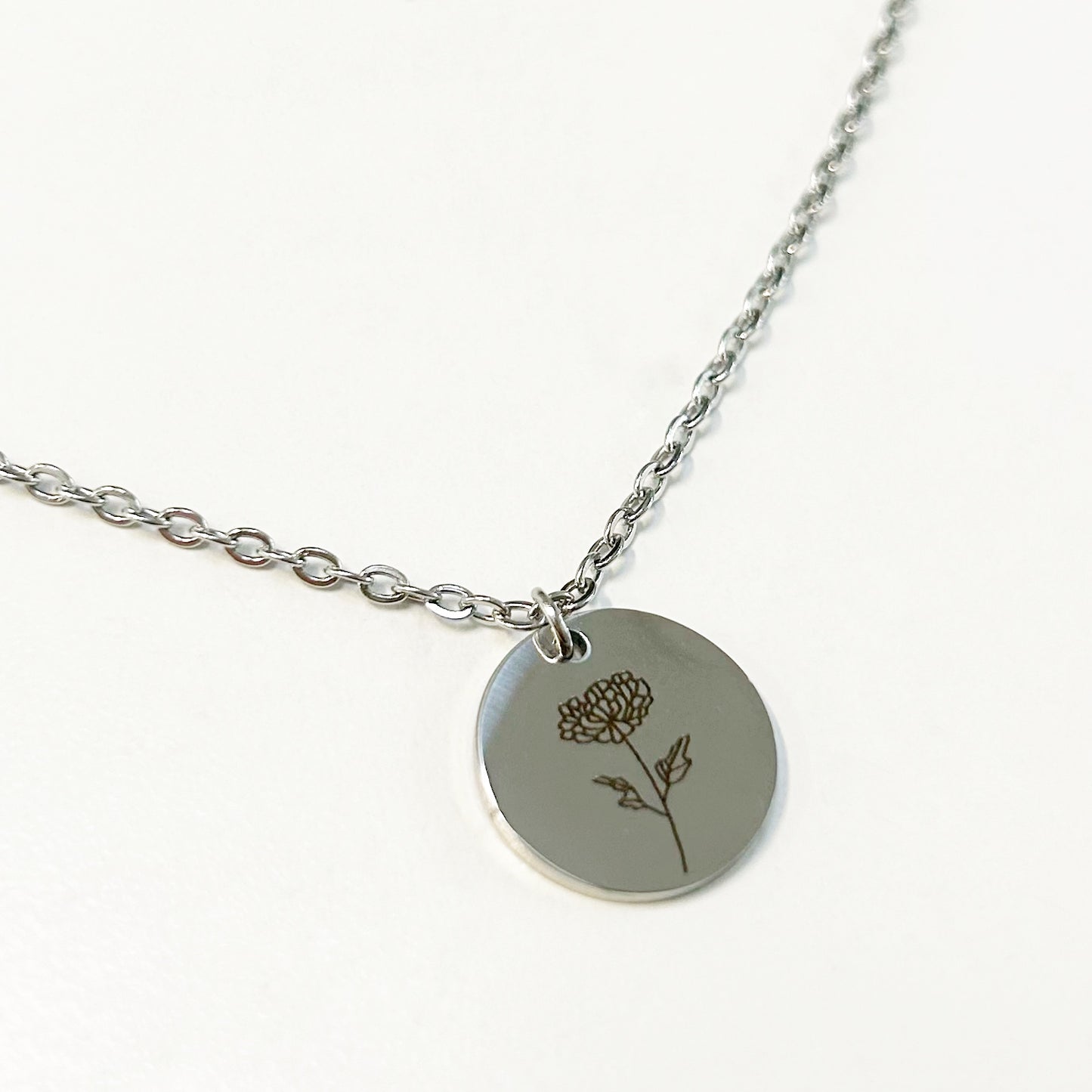Birth Month Flower Stainless Steel & 18KG Necklace