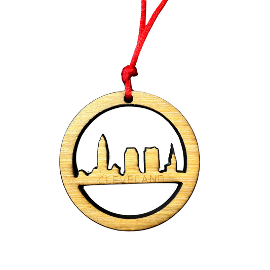 Laser Cut Wooden Cleveland Skyline Ornament