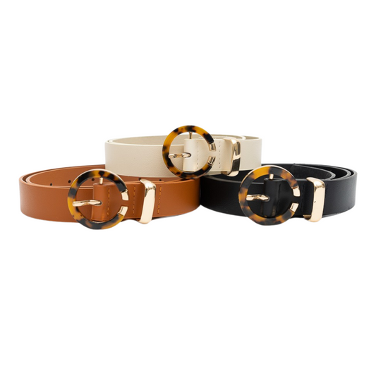 Tortoise Shell Pattern O Ring Buckle Belt