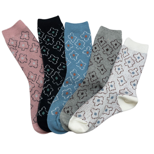 Vintage Floral Patterned Crew Socks