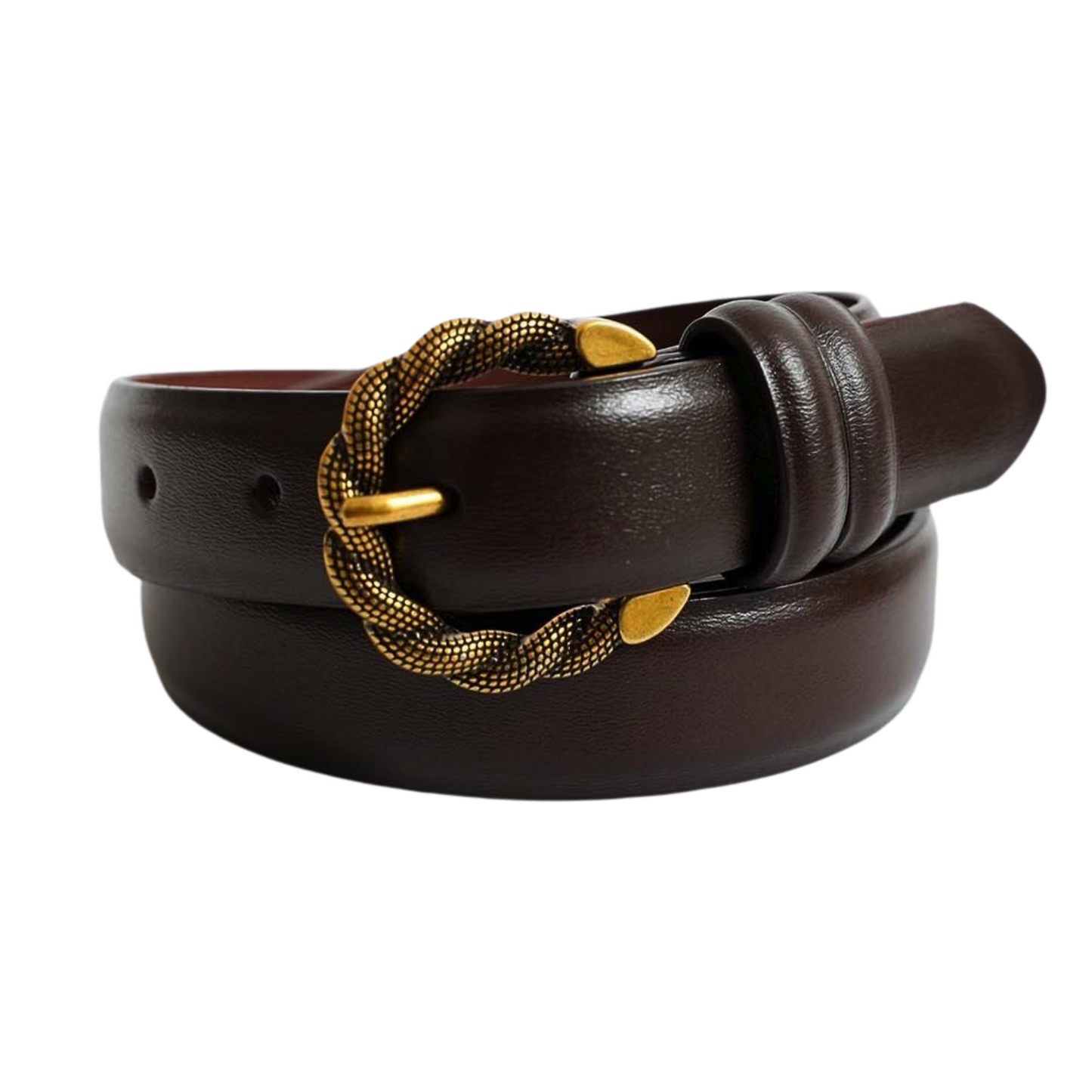 Twisted Buckle Leather Belt