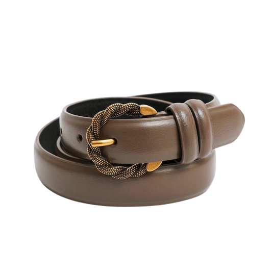 Twisted Buckle Leather Belt