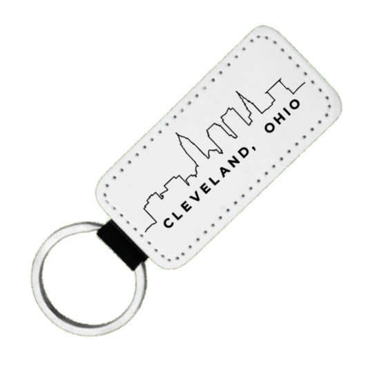 Faux Leather Cleveland Skyline Keychain