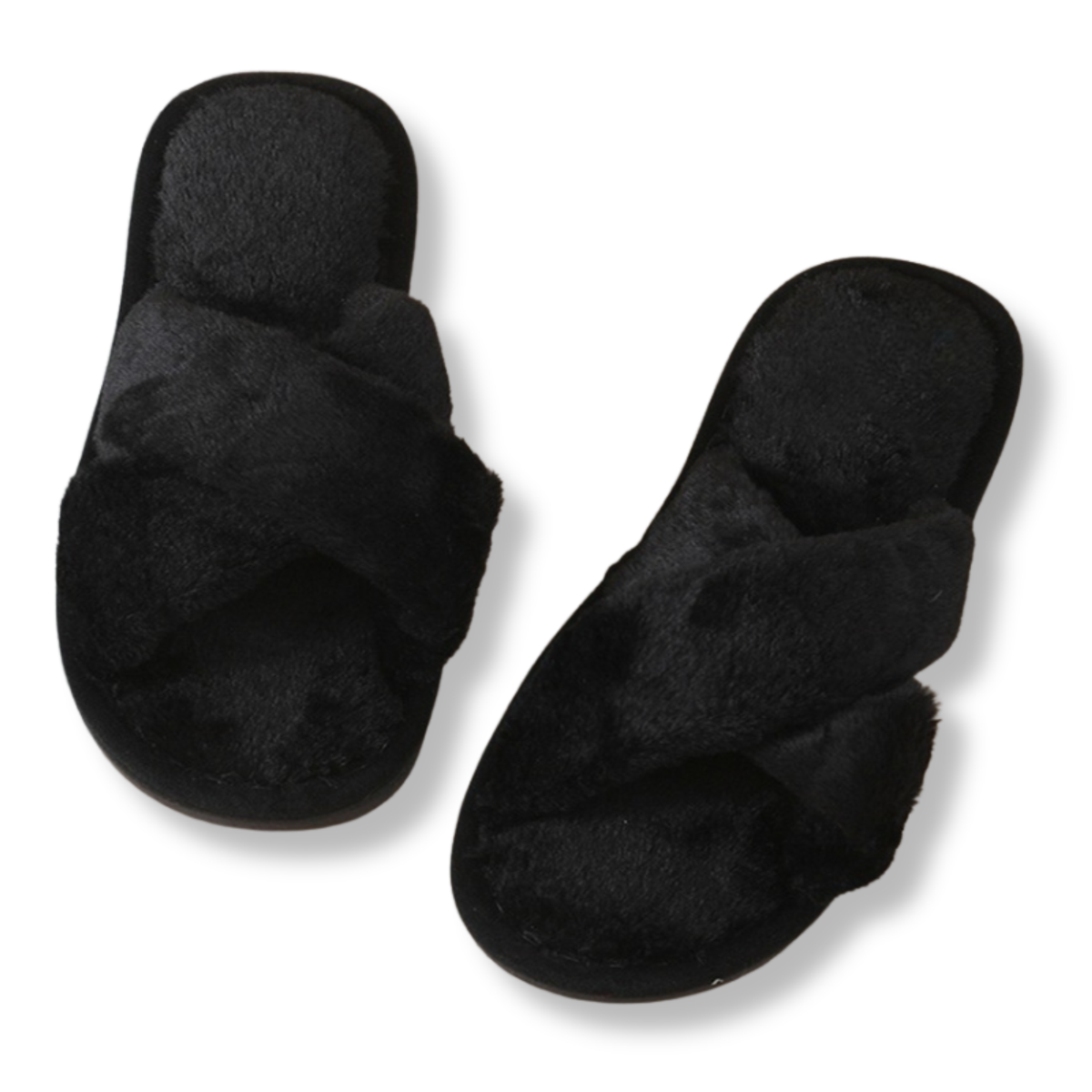 Faux Fur Plush Open Toe Slippers