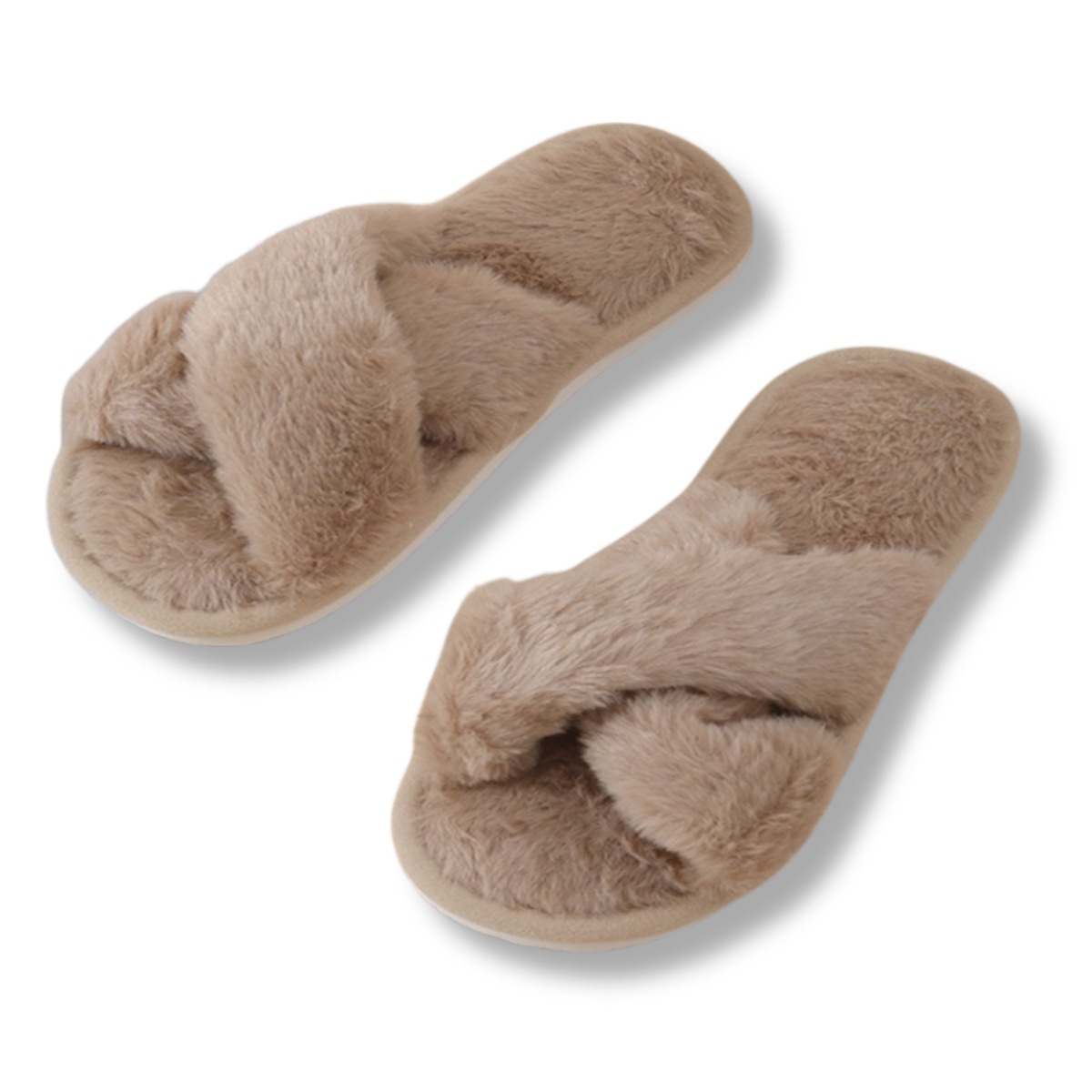 Faux Fur Plush Open Toe Slippers