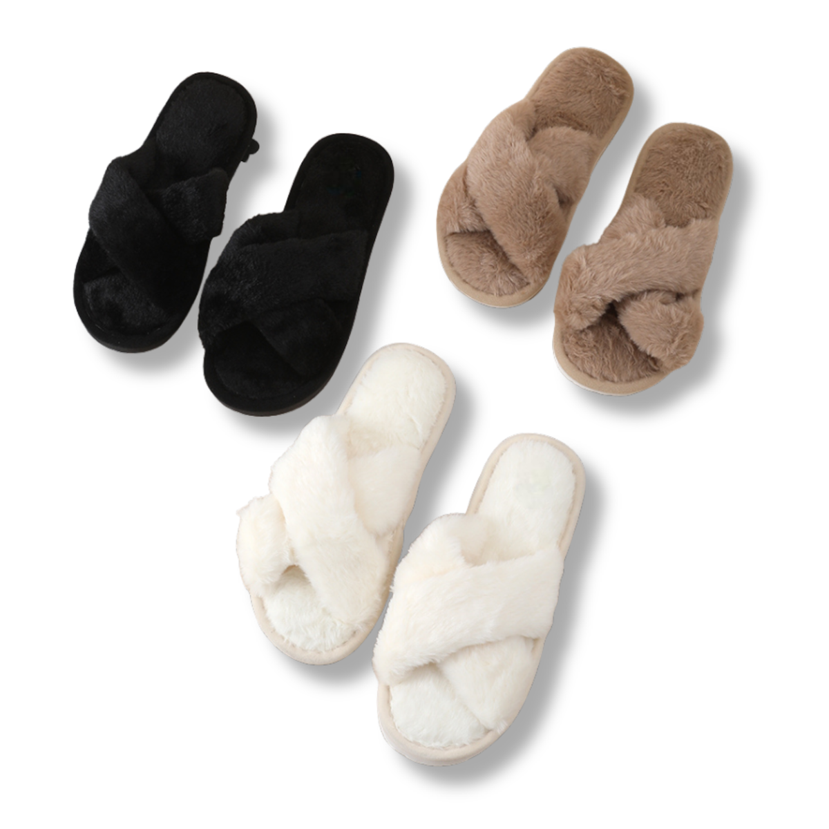 Faux Fur Plush Open Toe Slippers