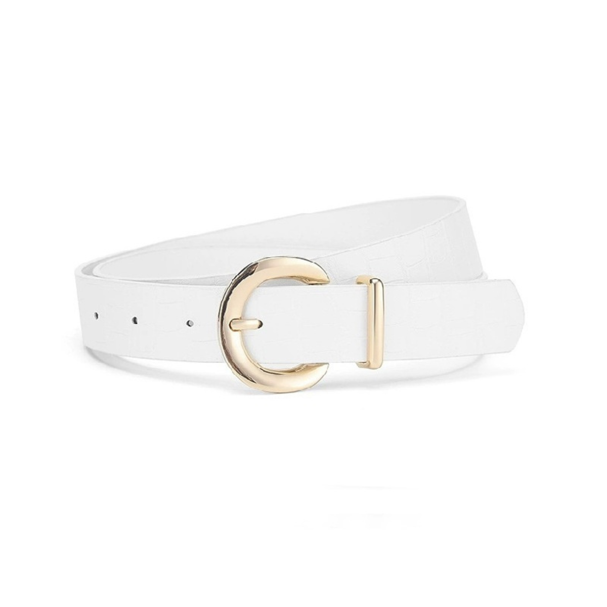 Gold Buckle Textured Belt