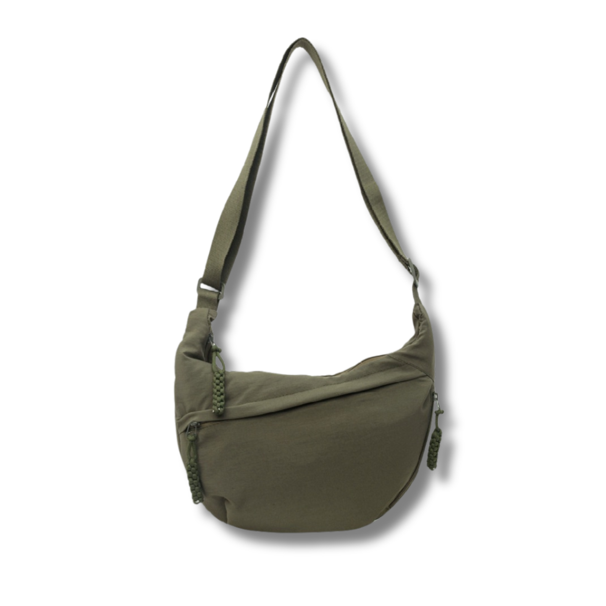 Sporty Nylon Crescent Shaped Crossbody Bag