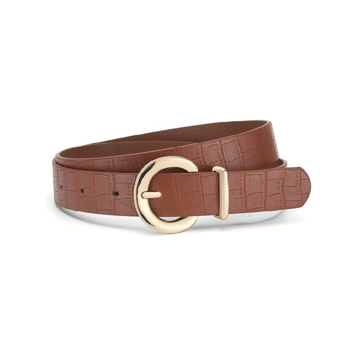 Gold Buckle Textured Belt